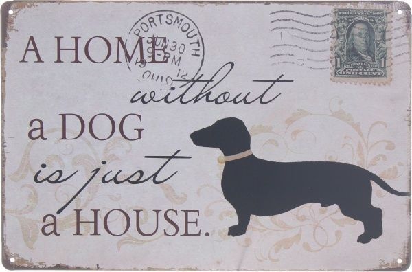 Табличка жестяная печатная A home dog 20x30 см разноцветный 