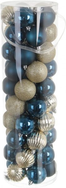 Набор елочных шаров пластиковых серебряно-синий d60 мм 50 шт./уп. 