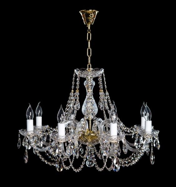 Люстра подвесная Crystal Life 8x40 Вт E14 золото A6024LM-8GO 