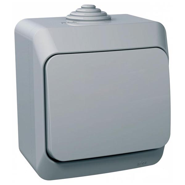 Выключатель влагозащищенный одноклавишный Schneider Electric Cedar Plus без подсветки 10 А 250В IP55 серый WDE000610