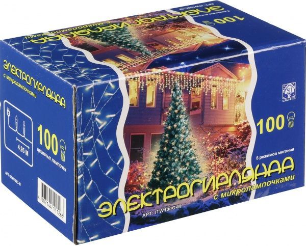 Электрогирлянда линейная внутренняя 100 ламп 4,95м разноцветная ITW100C-M 