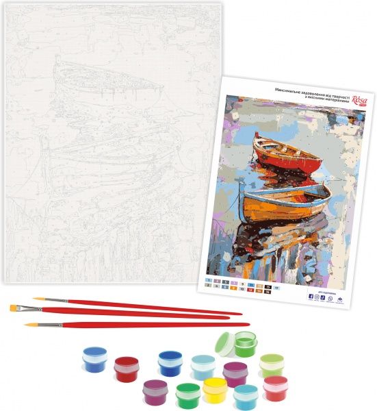 Картина за номерами Яскраві човни 35х45 см Rosa Start 