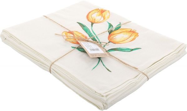 Скатерть «Тюльпаны желтые» 1084-18/00 140x220 см льняной Эдельвика 