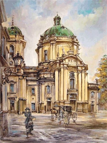 Холст на картоне с контуром Львов Пейзаж №2 30х40 Rosa Start 