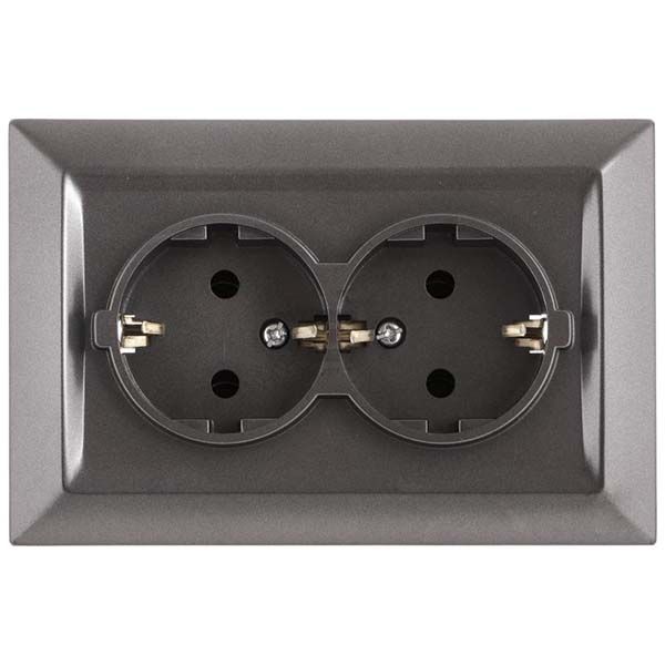 Розетка двойная с заземлением Underprice Vesta графит