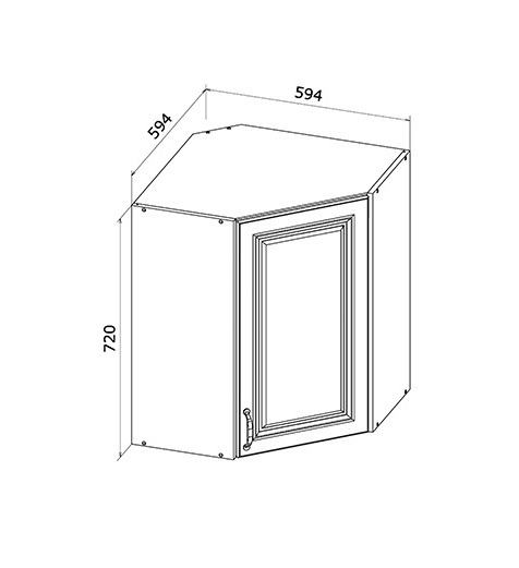 Шкаф верхний угловой ВУФ 60/72/60 МС Глория_ASHEN /фасад МДФ №332 пепельный матовый/дуб артизан Грейд