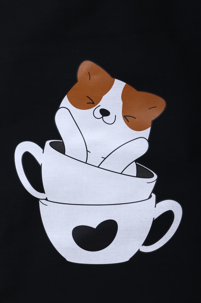 Экосумка Кот в чашке 420х350 (600) черный