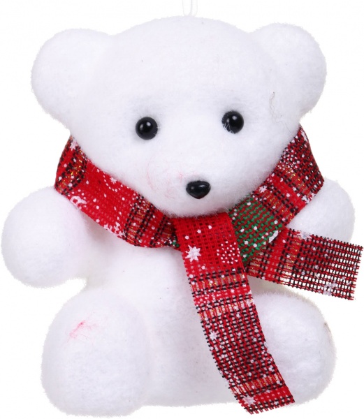 Декоративная подвеска Медведь 15x15 см белый с зеленым NY21028