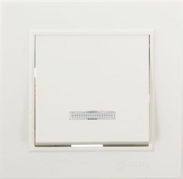 Вимикач одноклавішний Makel Karea з підсвіткою 10 А 220В слонова кістка