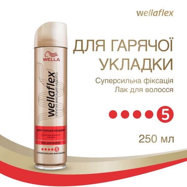 Лак для волос Wellaflex суперсильной фиксации Горячая укладка 250 мл