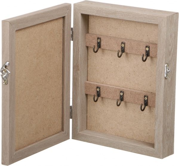 Ключница светлое дерево Цветы на 6 крючков