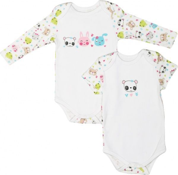 Боди Фламинго (2 шт.) р.74 белый с принтом 112-222 