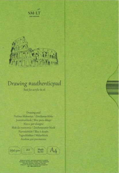 Склейка для акрила и масла в папке AUTHENTIC (DRAWING) A4 см 290 г/м² 20 листов Smiltainis