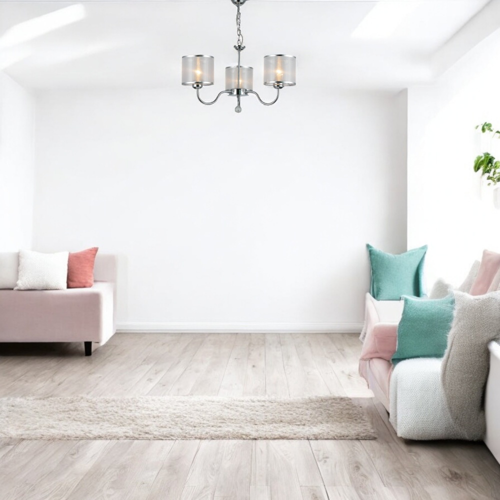 Люстра Sensio Nanter 3x40 Вт E27 білий/хром LS-07299/3S-E2740W