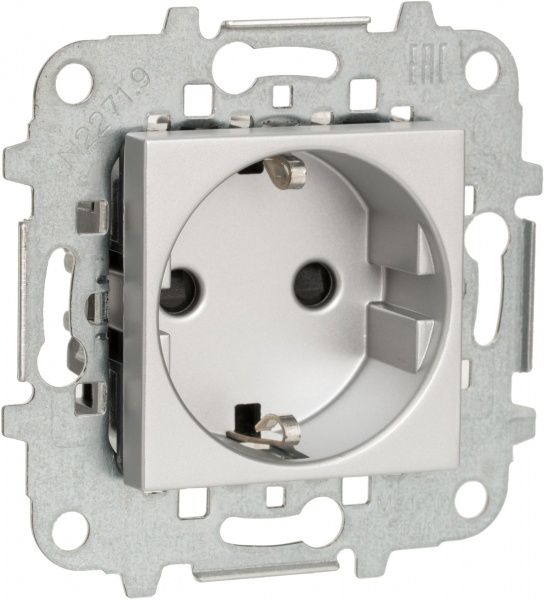 Розетка із заземленням ABB Zenit SCHUKO 16 А 250 В без шторок срібний N2288 PL Z