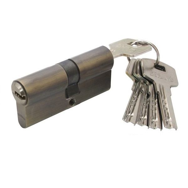 Замок врізний з ручками сувальдний Bruno 55 мм антична латунь без петель