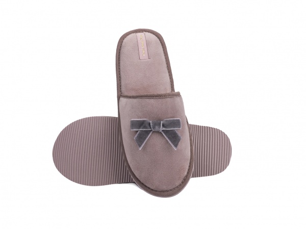 Тапки домашние Twins HS-OZ велюровые с бантом р.36/37 бежевый 