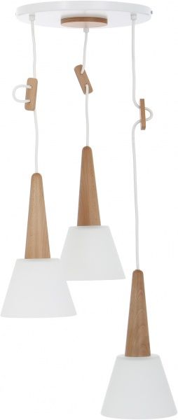 Підвіс ALFA Celebes 3xE27 білий матовий/дерево світле 60167 
