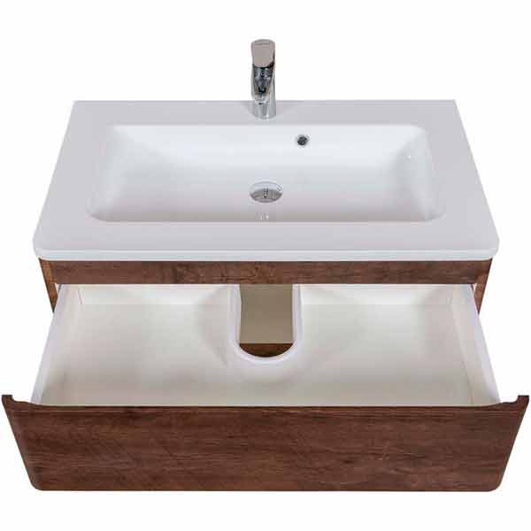 Тумба підвісна Aqua Rodos Акцент с умывальником Альфа 80 см Каштан