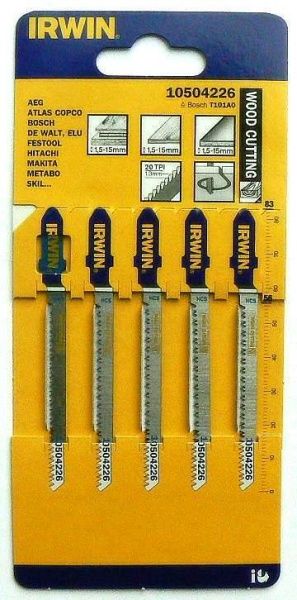 Набір пилок для електролобзика Irwin по дереву BJSB T101AO 5 шт.