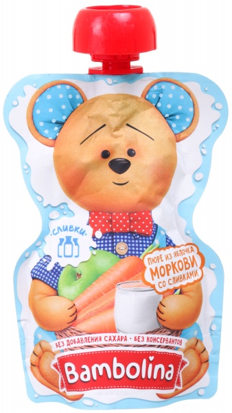 Пюре Bambolina з яблук та моркви з вершками 90 г 