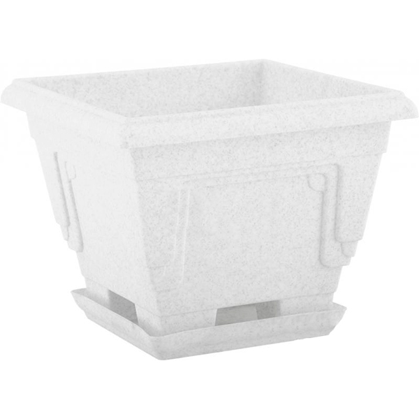 Горщик пластиковий Алеана Петунія квадратний 13л білий із сірим (113014) 