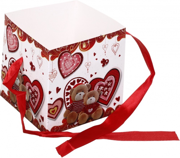 Коробка складная Цветы/сердца 10,8x10,8x10,8 см (EBXSS9850)