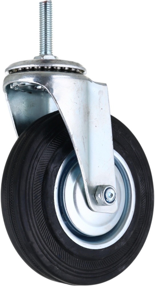 Колесо d125 мм резиновое поворотное с резьбовым штырем M10
