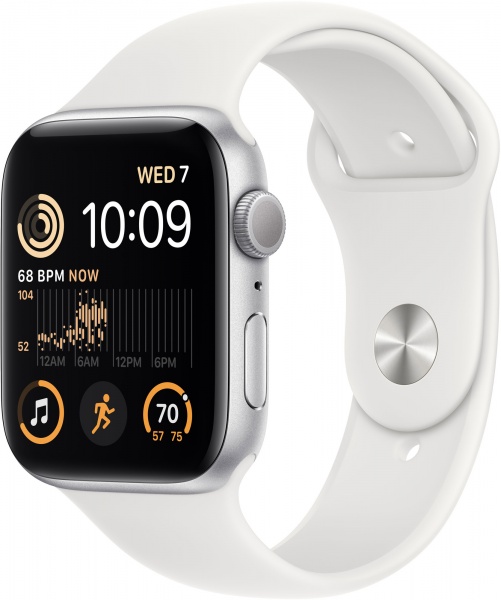 Смарт-годинник Apple Watch SE GPS (2 gen) 44mm Silver Aluminium Case with White Sport Band