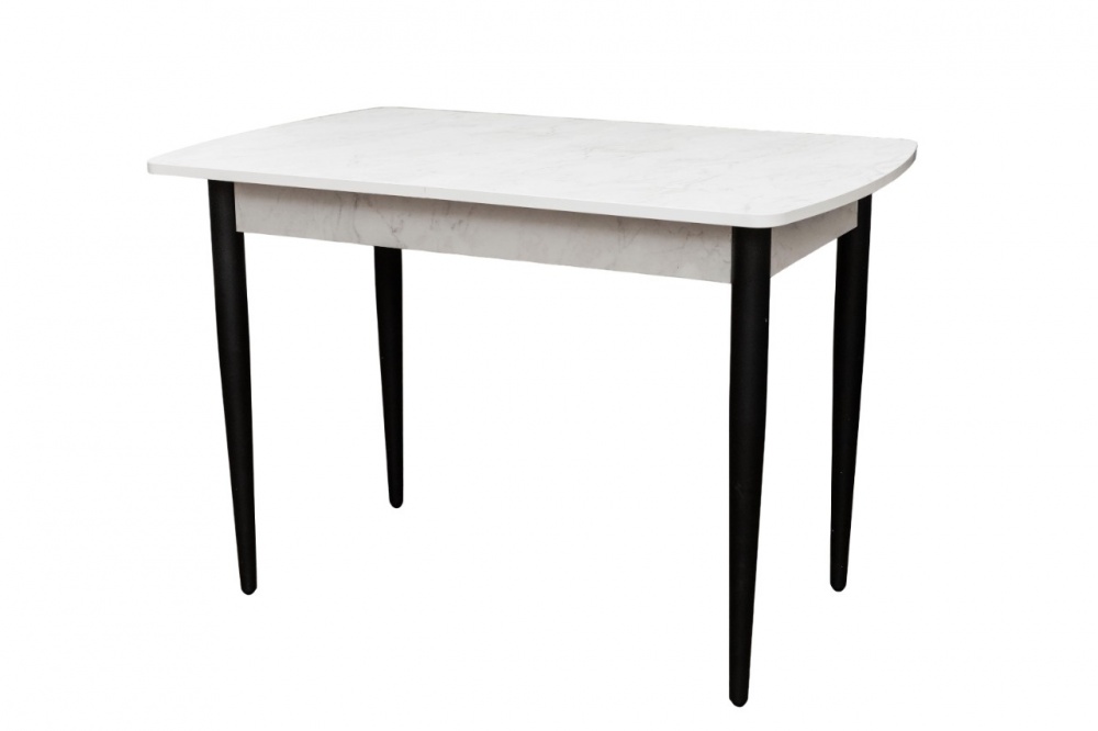 Стіл обідній 1100(1420)x700x750мм білий мармур/чорний