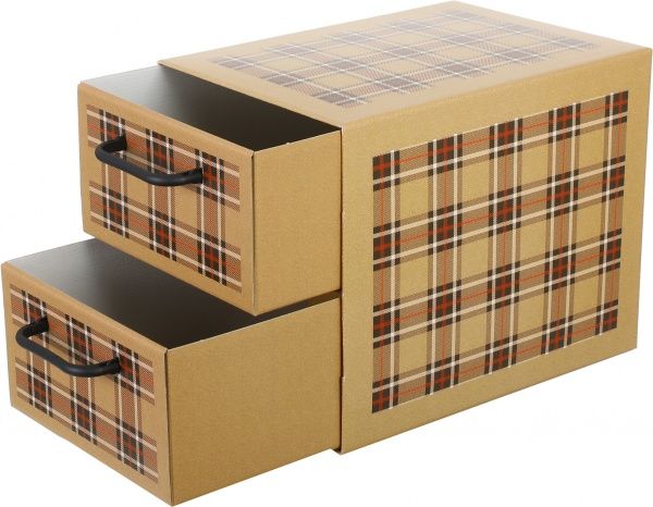 Комод картонний Miss Space Клітинка 2 відділення бежевий