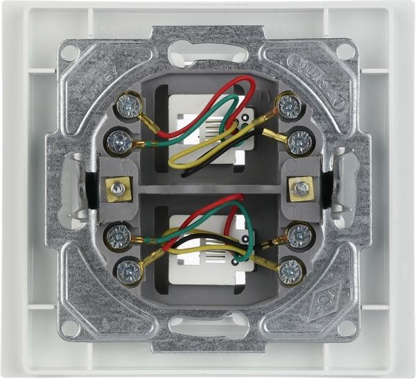 Розетка телефонная двойная Gunsan Moderna белый MD 29 11 121