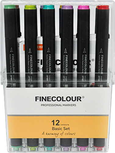 Набір маркерів текстових FINECOLOUR Brush Basic SET 12 кольорів EF103-TB12 різнокольоровий 