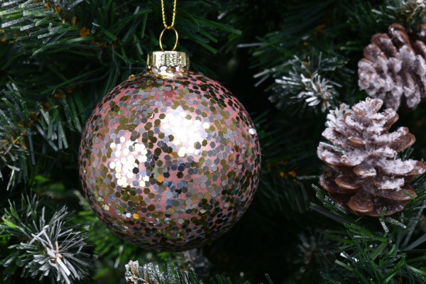 Елочная игрушка в форме шара розовая 8 см ABT620230 