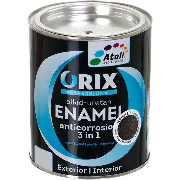 Емаль Atoll ORIX HAMMER 3 в 1 шоколад глянець 0,7л