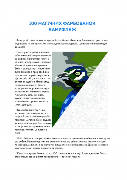 Книга-розмальовка «100 магічних фарбованок. Камуфляж» 978-617-7853-42-7