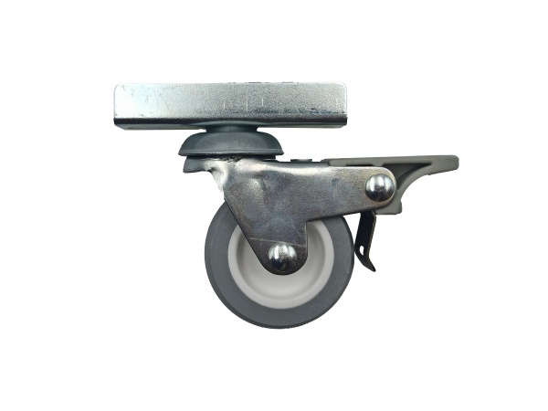 Ролик мебельный поворотный с U-кронштейном с тормозом ПВХ D50 H65 Burak 0516FHG