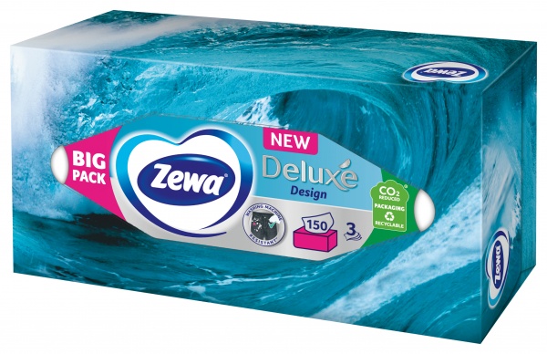 Серветки гігієнічні у коробці Zewa Deluxe Design 3 шари 150 шт.