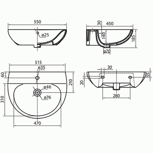 Умывальник Kolo Runa L81155 55 см