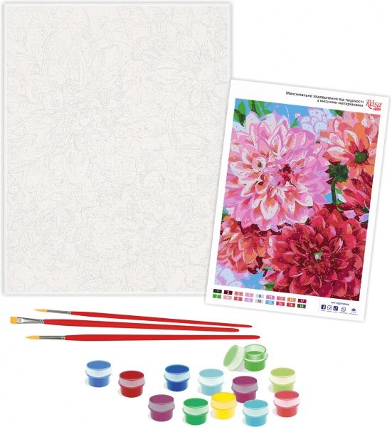 Картина за номерами Квіти жоржини 35x45 см Rosa Start 