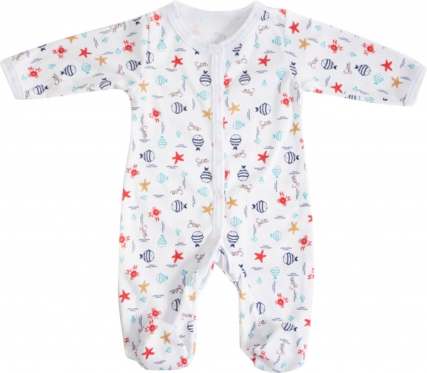 Комбинезон ясельный унисекс GABBI KB-23-1 рыбки р.80 белый с рисунком 13638 