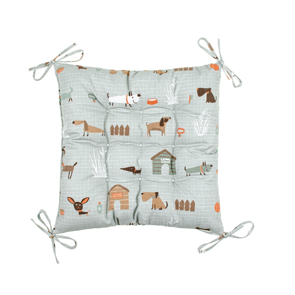 Подушка на стул Песики серая 40x40 см Homeline