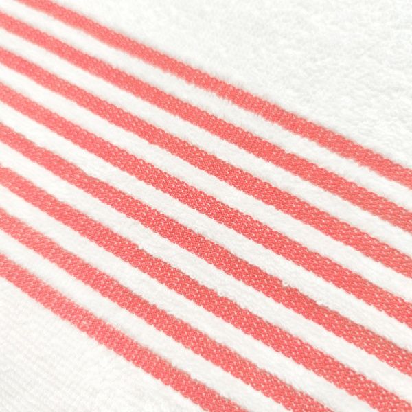Полотенце пляжное Полоски 90x160 см белый/ коралловый 