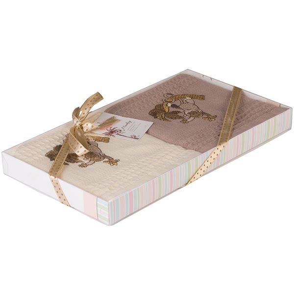 Набор полотенец Karna Woldi бежевый/молочный 2 шт