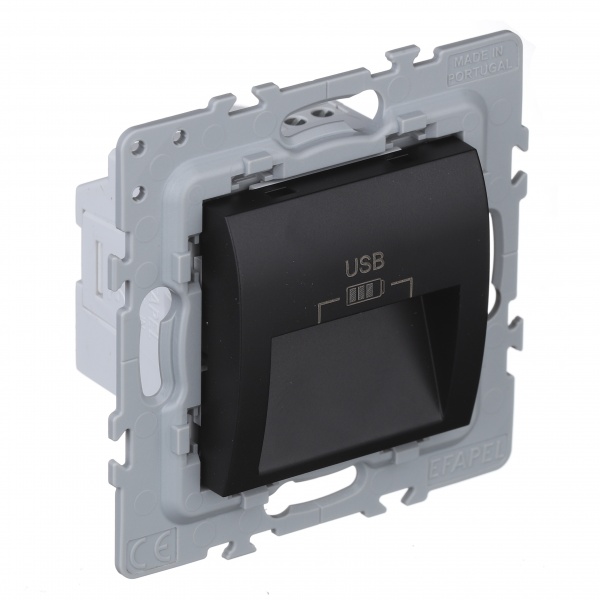 Розетка подвійна із заземленням Efapel Latina IP20 чорний матовий 4738412 SPM