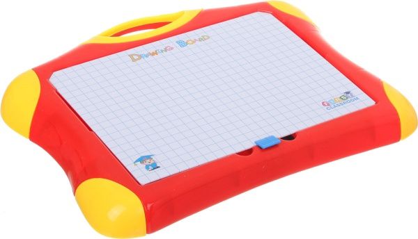 Магнитная доска для рисования желто-красная с набором фигурок