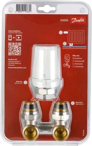 Термостатический комплект Danfoss RTW-RA + RLV-KS