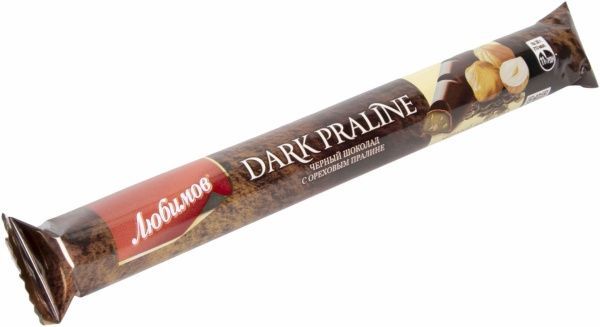 Шоколад Любимов чорний з горіховим праліне 38 г (4820075504229) 
