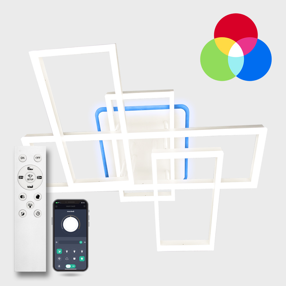 Люстра светодиодная Luminaria Люстра LED светодиодная LUMINARIA GENNY RGB 130W 5S WHITE (с пультом ДУ) 130 Вт LED-модуль 101 Белая GENNY RGB 130W 5S WHITE