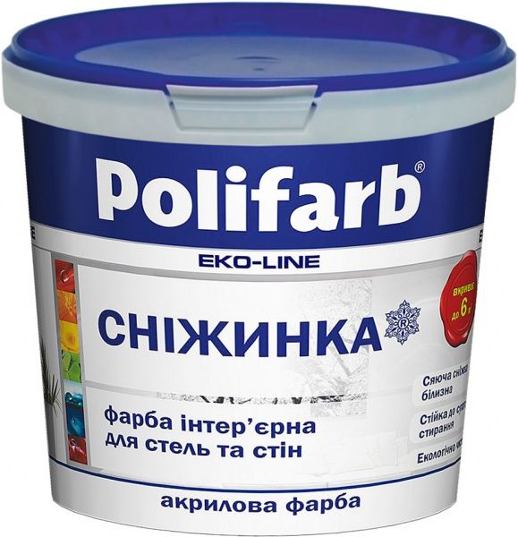 Краска акриловая Polifarb Снежинка мат белый 12.5кг